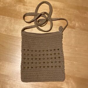 Tan Woven Crossbody Bag